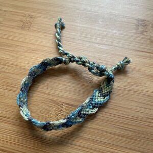 Tuesday Woven Friendship Bracelet OS Grey Green Women Cotton Embroidery Tie